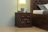 Olivia Solid Sheesham Wood Bedside Table (Walnut Finish)